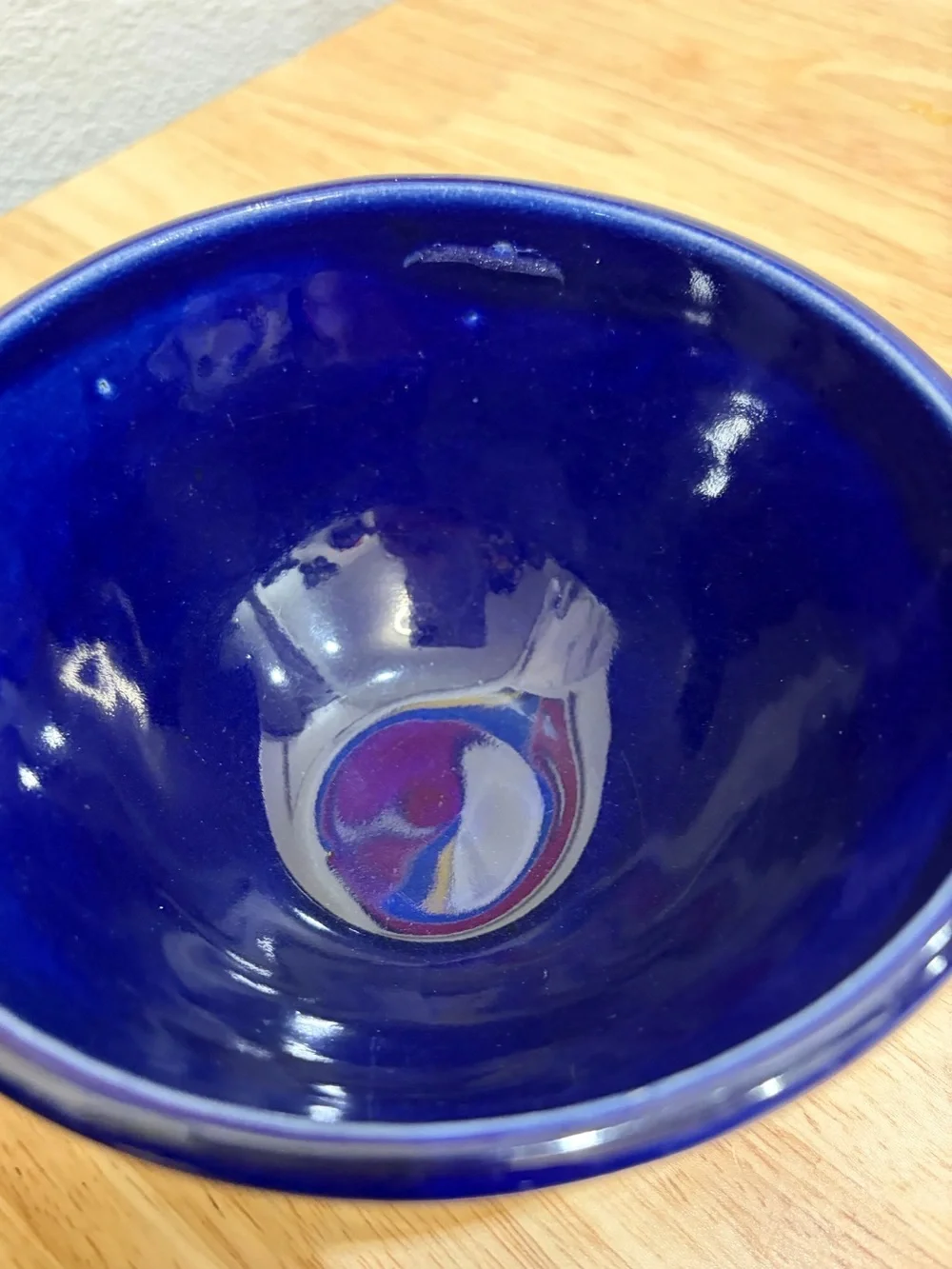 VTG Japanese Studio Pottery Bowls - Set of 3 Cobalt Blue Rim Speckled Stoneware